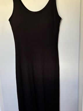Black Sleeveless Tank Midi Dress - Size:XL
